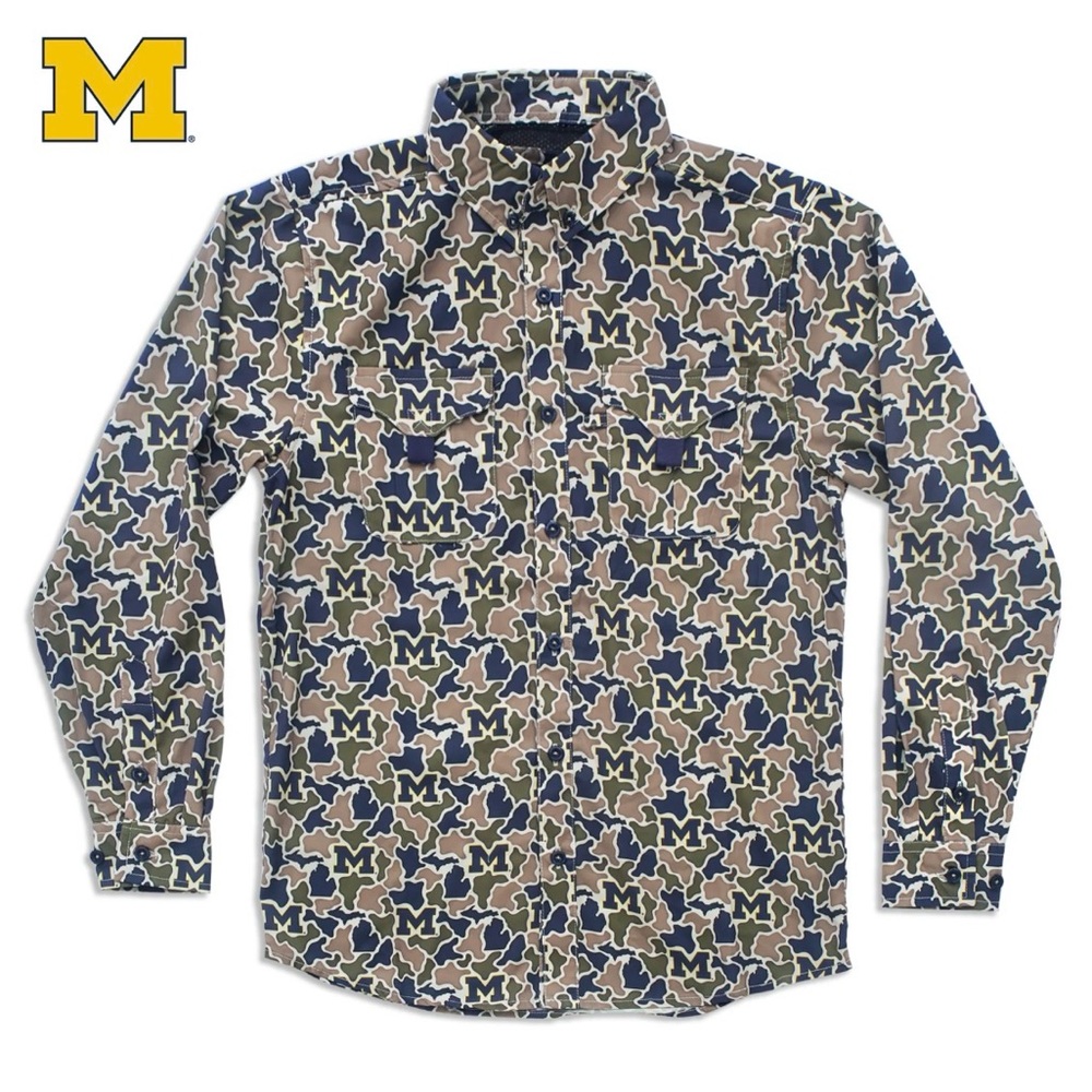 Michigan Camo Long Sleeve Button Up (youth)